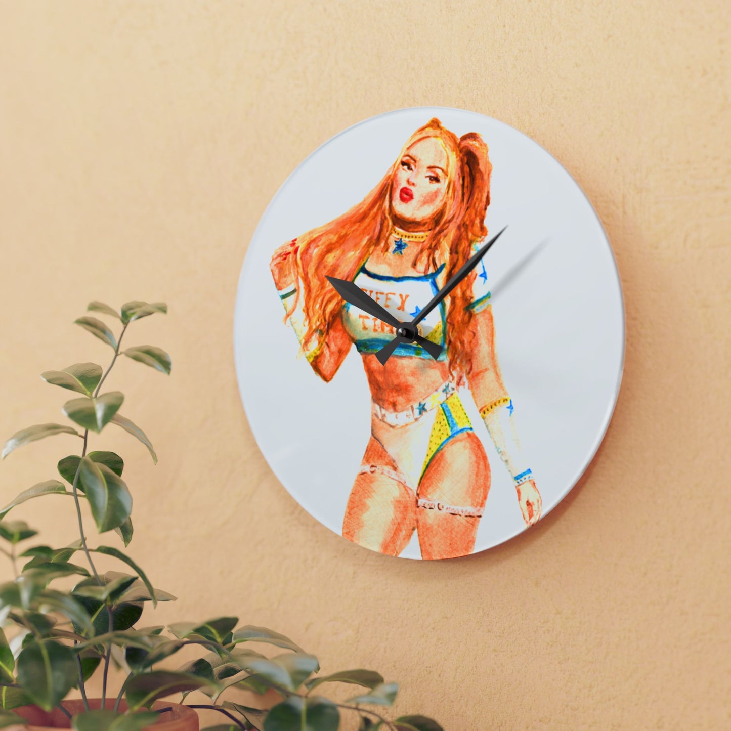 Acryl-Wanduhr im Wrestling-Fanart-Design | Moderne Wanddekoration mit Charakter