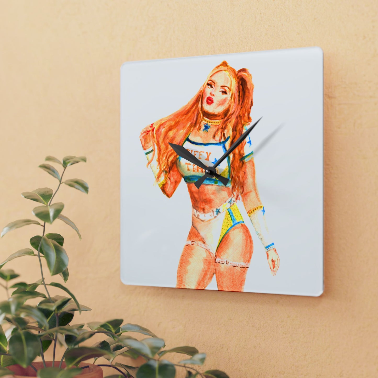 Acryl-Wanduhr im Wrestling-Fanart-Design | Moderne Wanddekoration mit Charakter