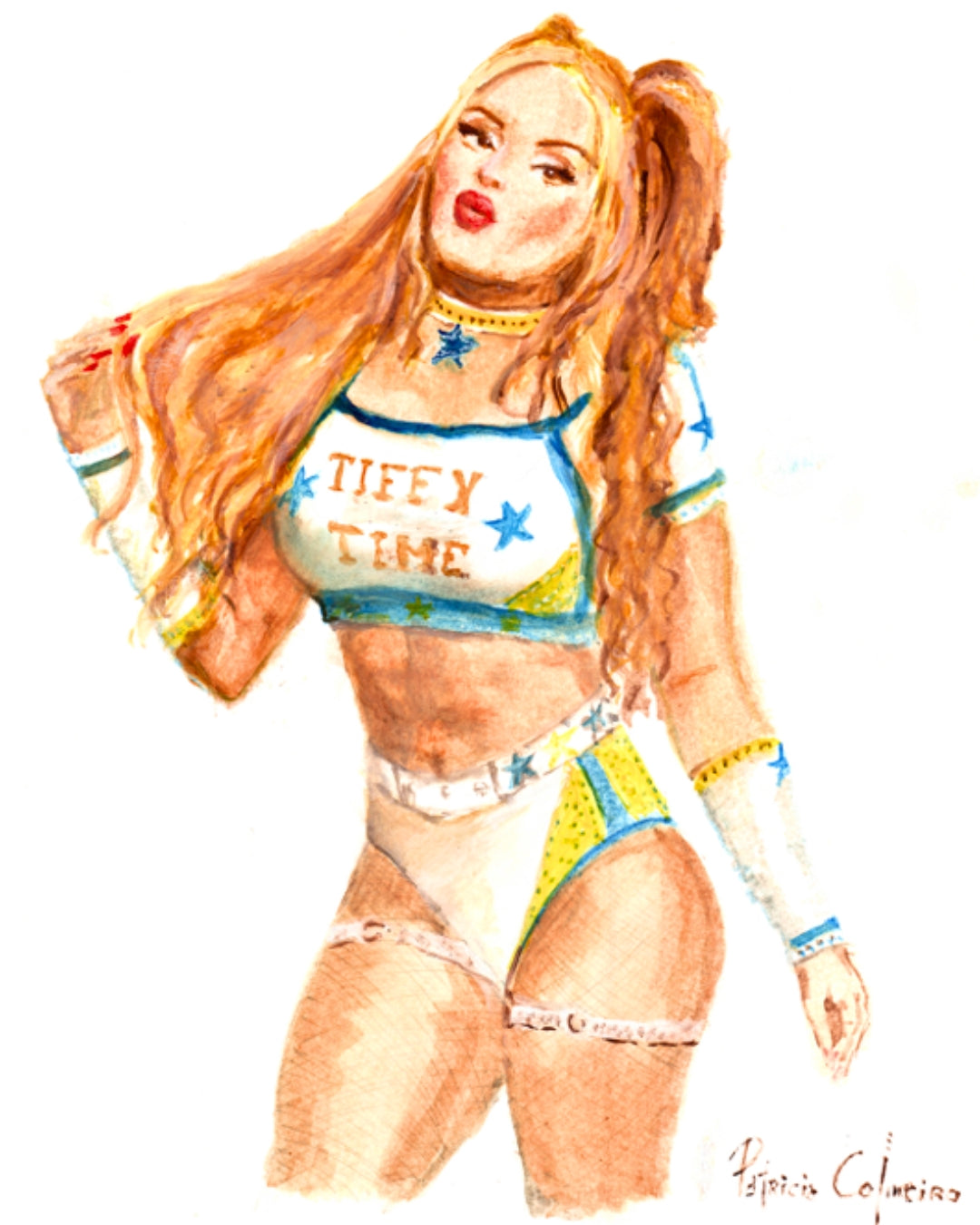Original Wrestling Fanart Zeichnung 2025 | Öl- und Lasurtechnik auf Satinpapier