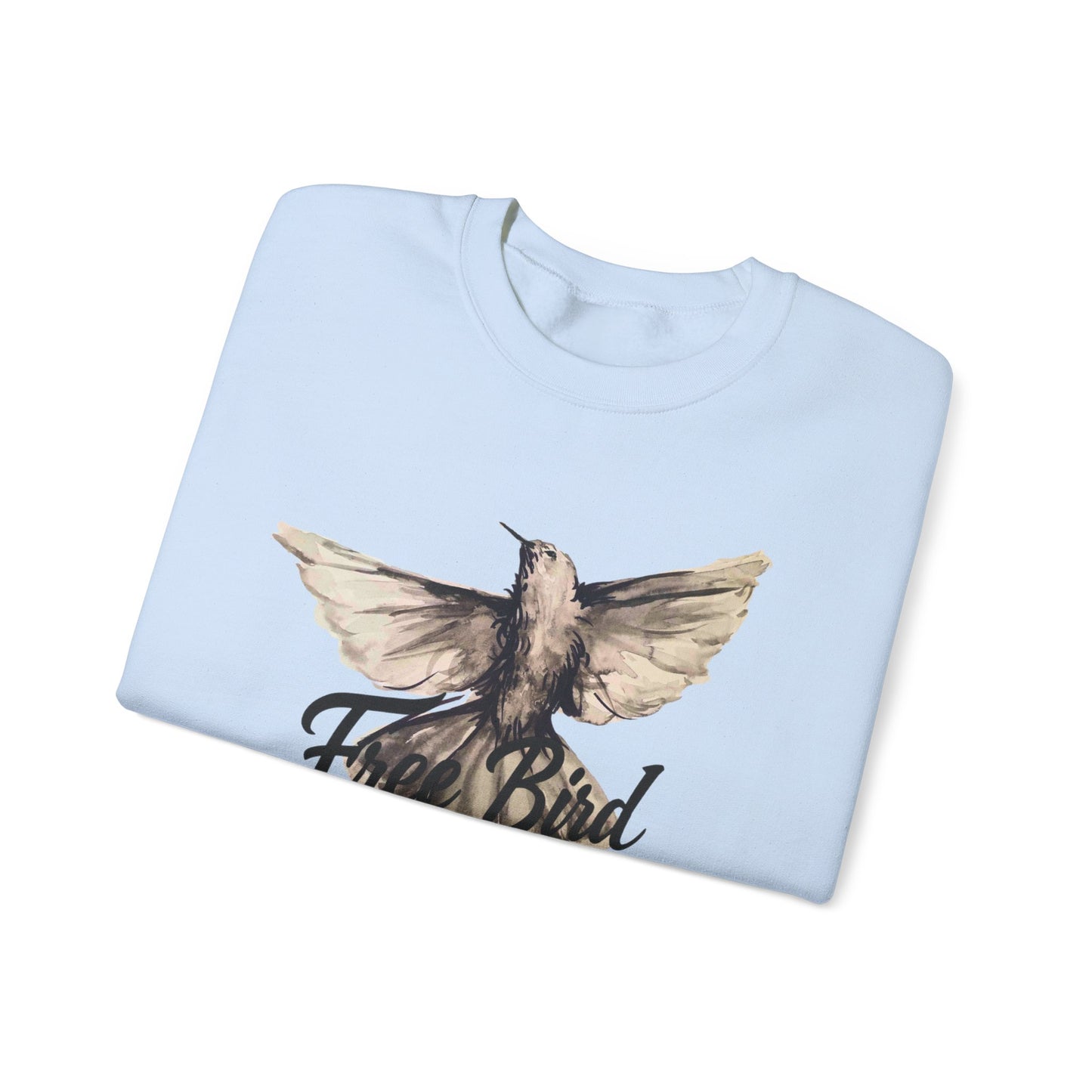 Unisex Crewneck Sweatshirt „Free Bird Sparrow“ – Künstlerisches Wasserfarben-Vogelmotiv
