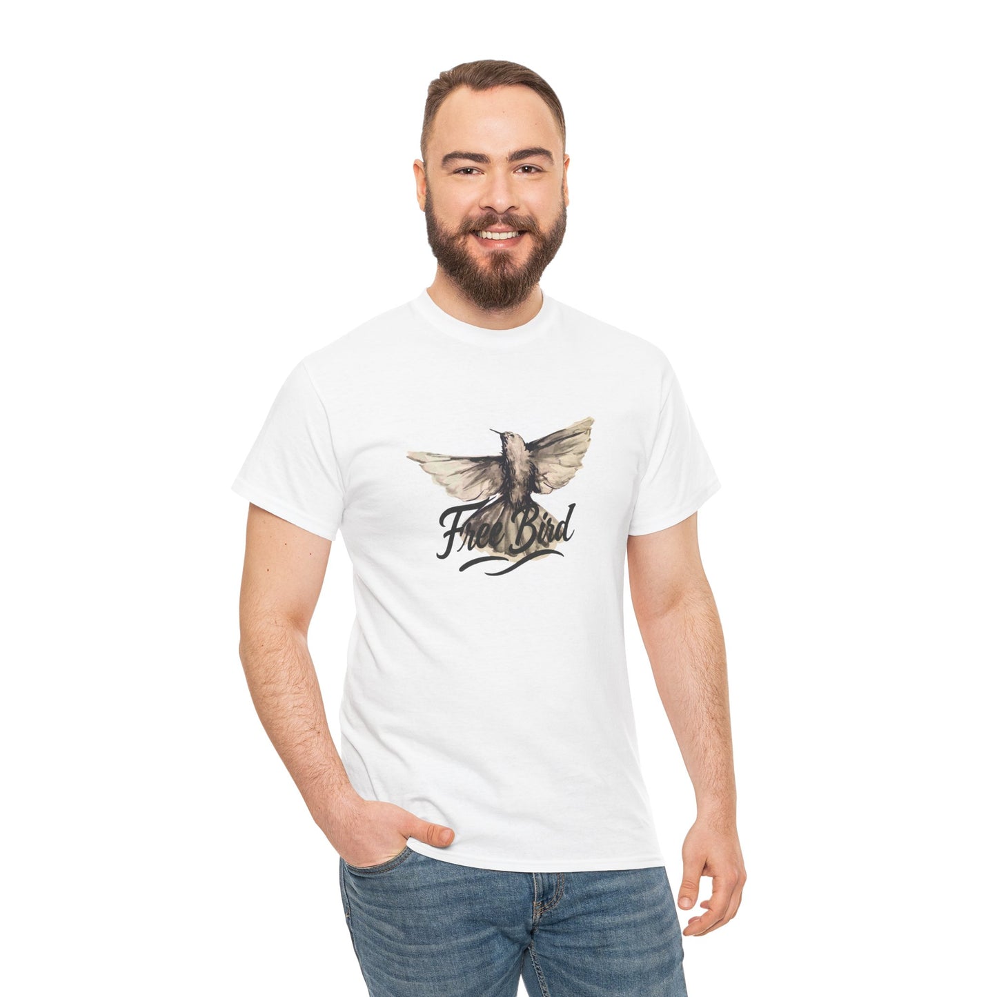 Unisex T-Shirt „Free Bird Sparrow“ – Künstlerisches Vogelmotiv in Wasserfarben