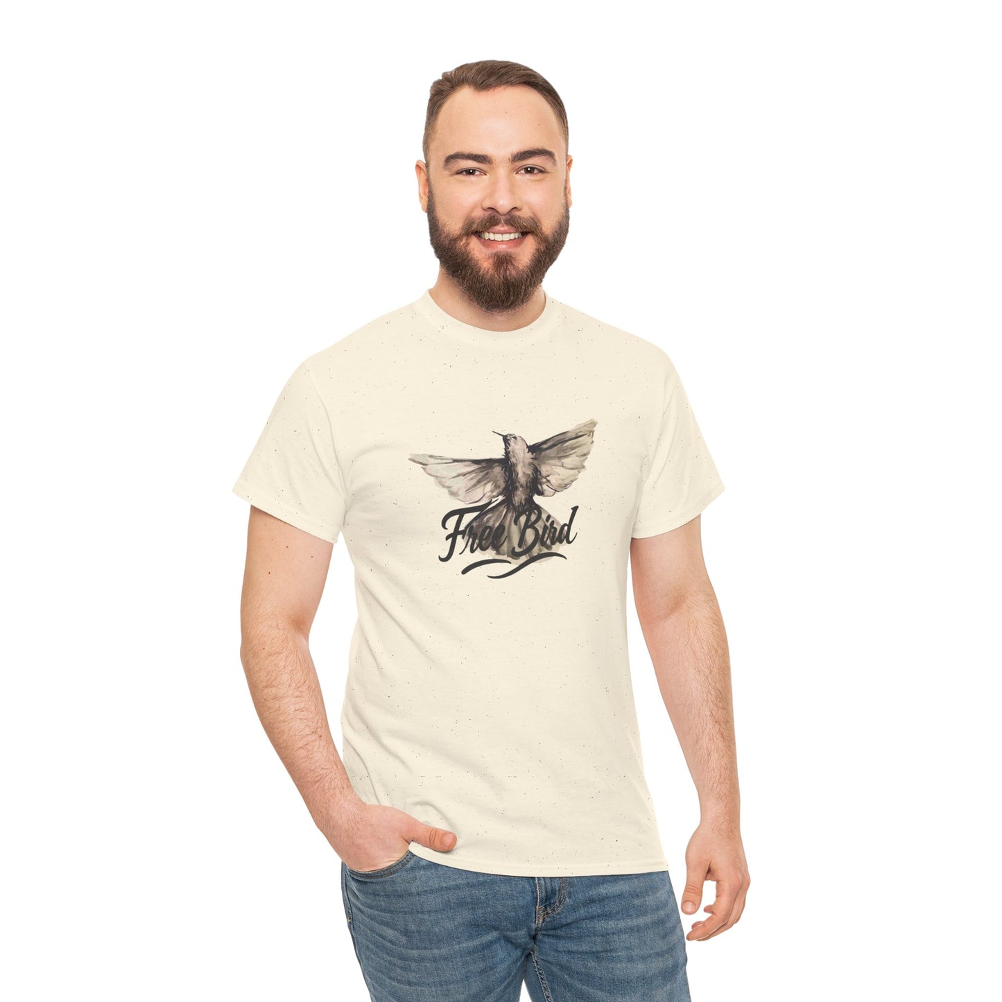Unisex T-Shirt „Free Bird Sparrow“ – Künstlerisches Vogelmotiv in Wasserfarben