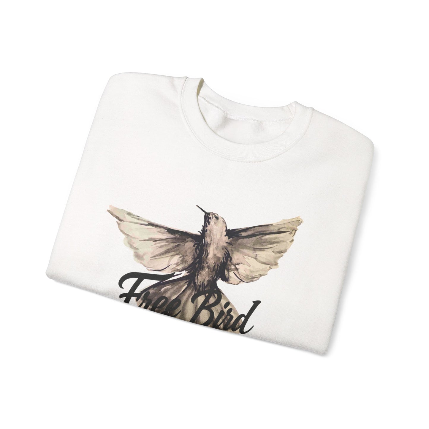 Unisex Crewneck Sweatshirt „Free Bird Sparrow“ – Künstlerisches Wasserfarben-Vogelmotiv