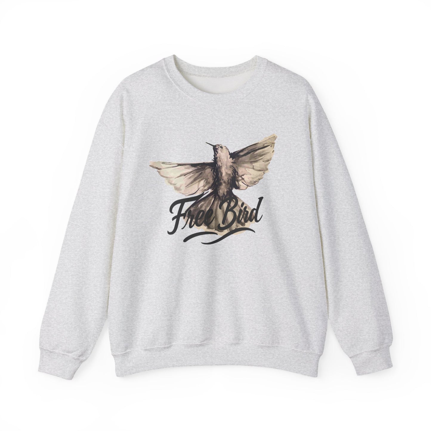 Unisex Crewneck Sweatshirt „Free Bird Sparrow“ – Künstlerisches Wasserfarben-Vogelmotiv