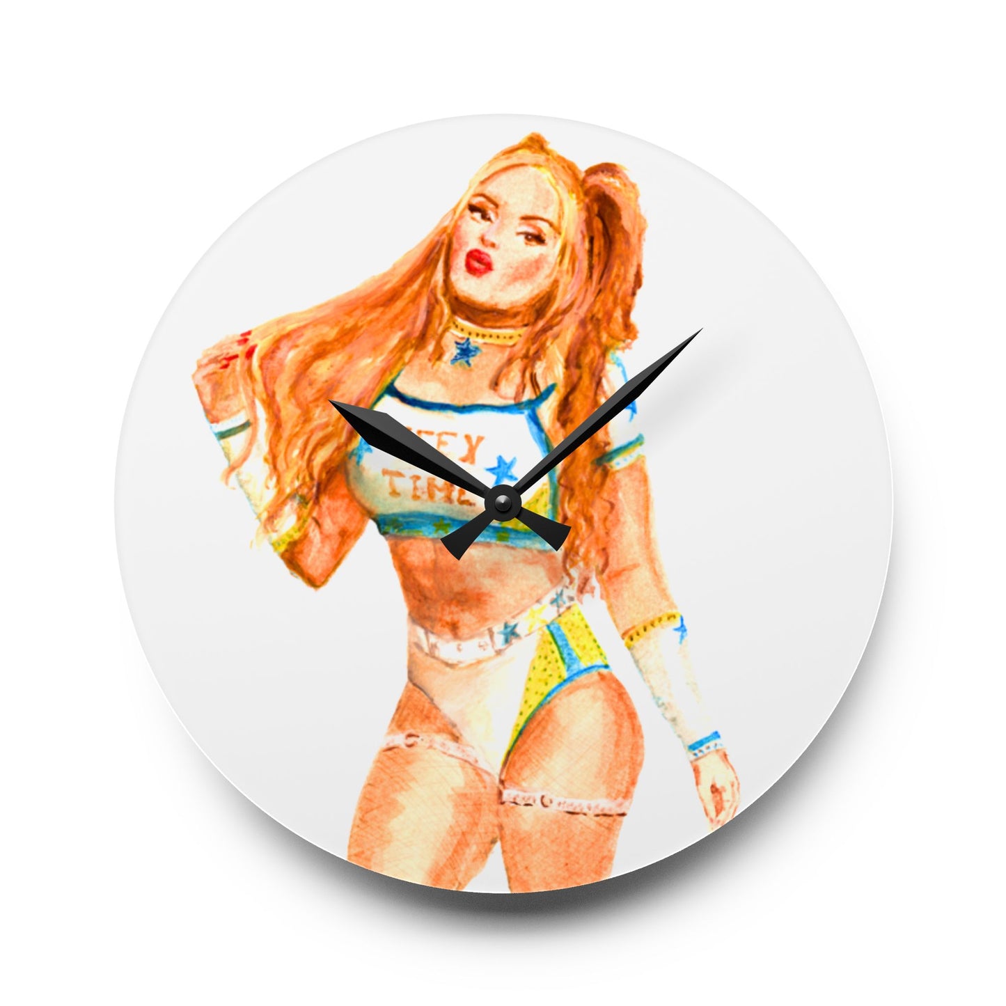 Acryl-Wanduhr im Wrestling-Fanart-Design | Moderne Wanddekoration mit Charakter