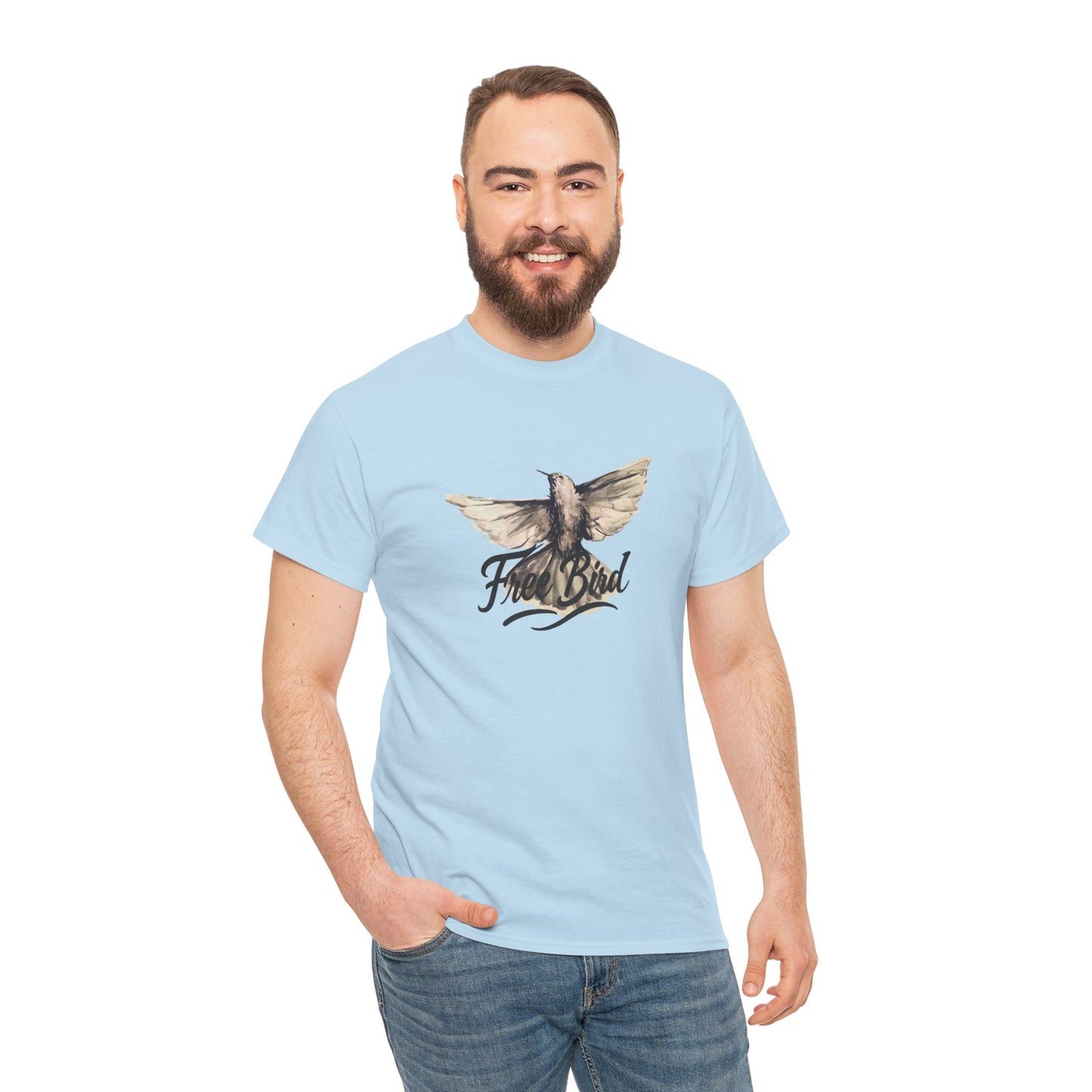 Unisex T-Shirt „Free Bird Sparrow“ – Künstlerisches Vogelmotiv in Wasserfarben