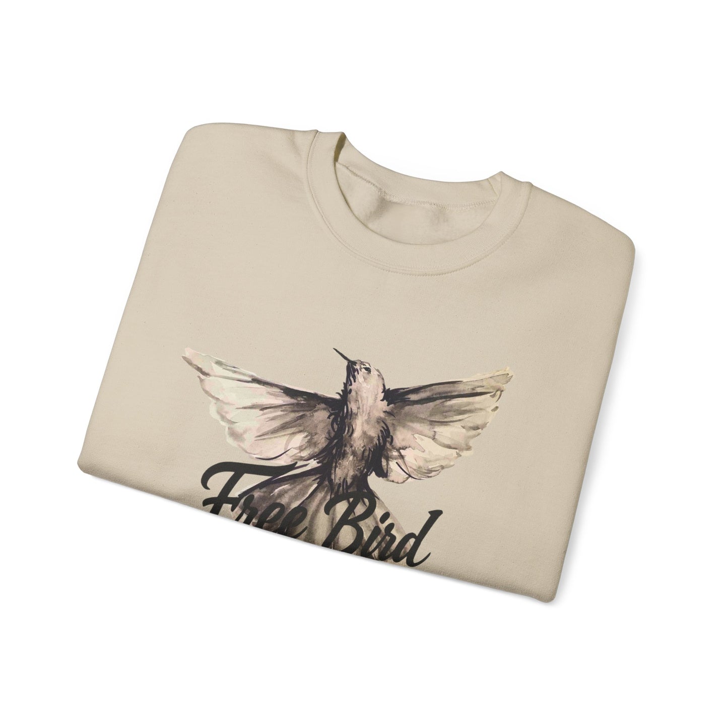 Unisex Crewneck Sweatshirt „Free Bird Sparrow“ – Künstlerisches Wasserfarben-Vogelmotiv