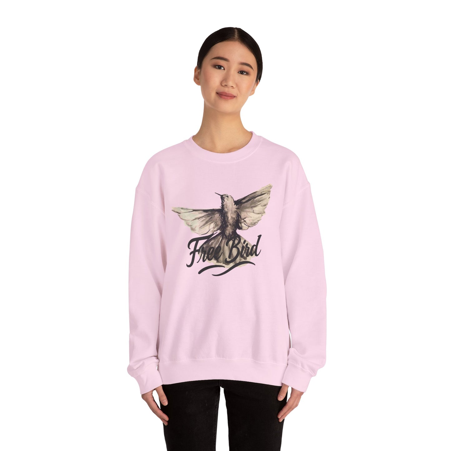 Unisex Crewneck Sweatshirt „Free Bird Sparrow“ – Künstlerisches Wasserfarben-Vogelmotiv