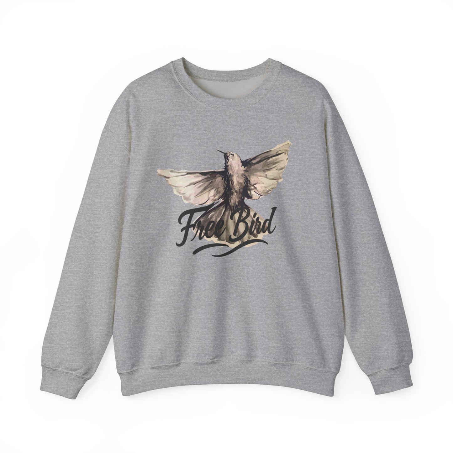 Unisex Crewneck Sweatshirt „Free Bird Sparrow“ – Künstlerisches Wasserfarben-Vogelmotiv