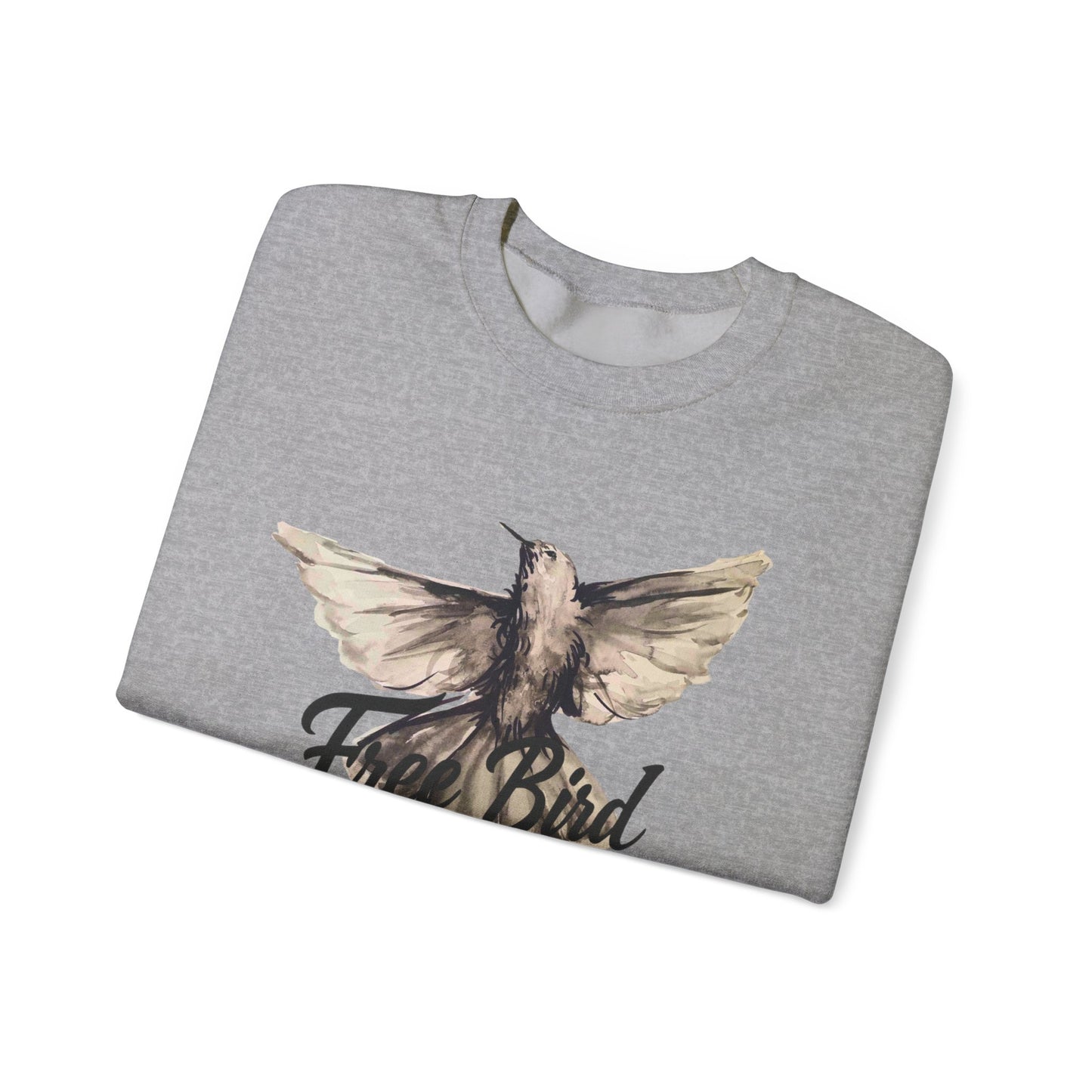 Unisex Crewneck Sweatshirt „Free Bird Sparrow“ – Künstlerisches Wasserfarben-Vogelmotiv
