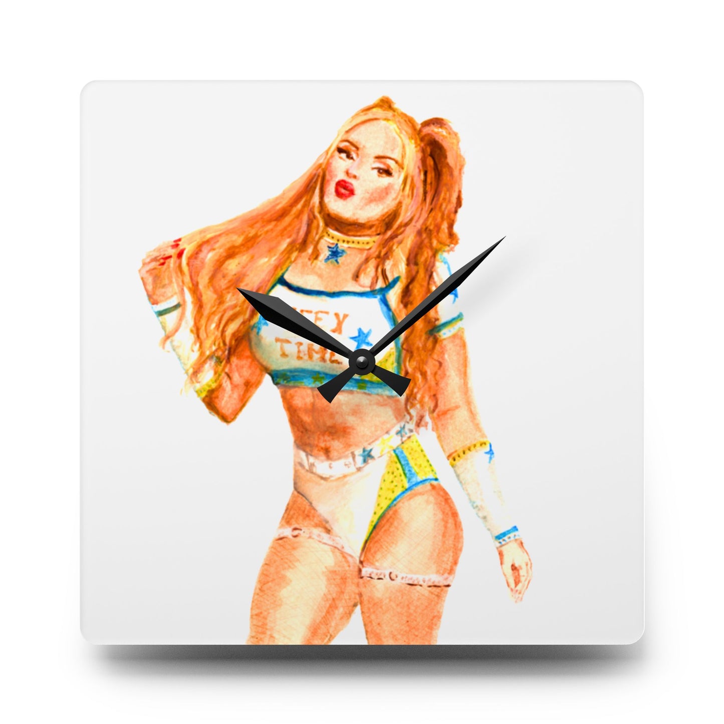Acryl-Wanduhr im Wrestling-Fanart-Design | Moderne Wanddekoration mit Charakter
