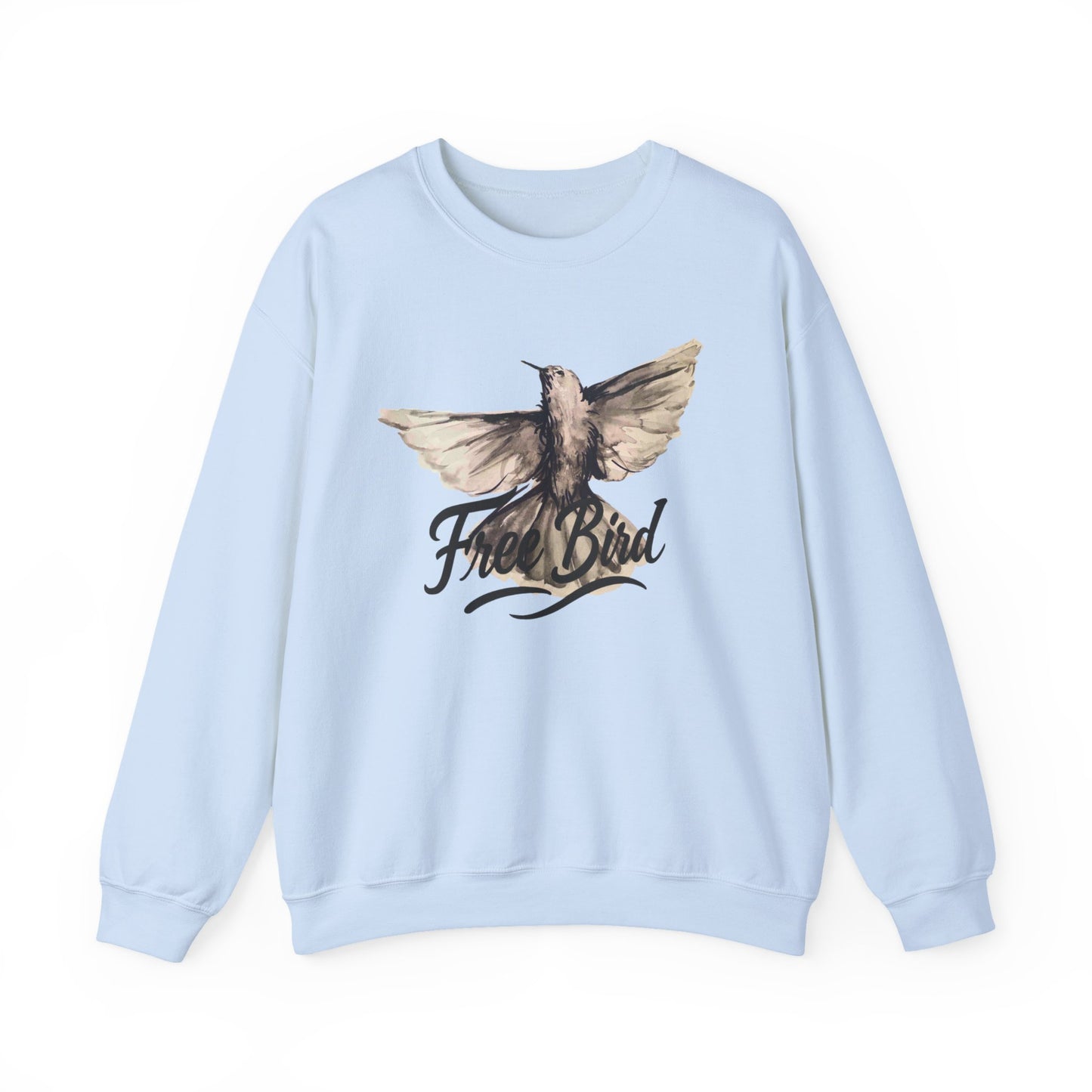 Unisex Crewneck Sweatshirt „Free Bird Sparrow“ – Künstlerisches Wasserfarben-Vogelmotiv