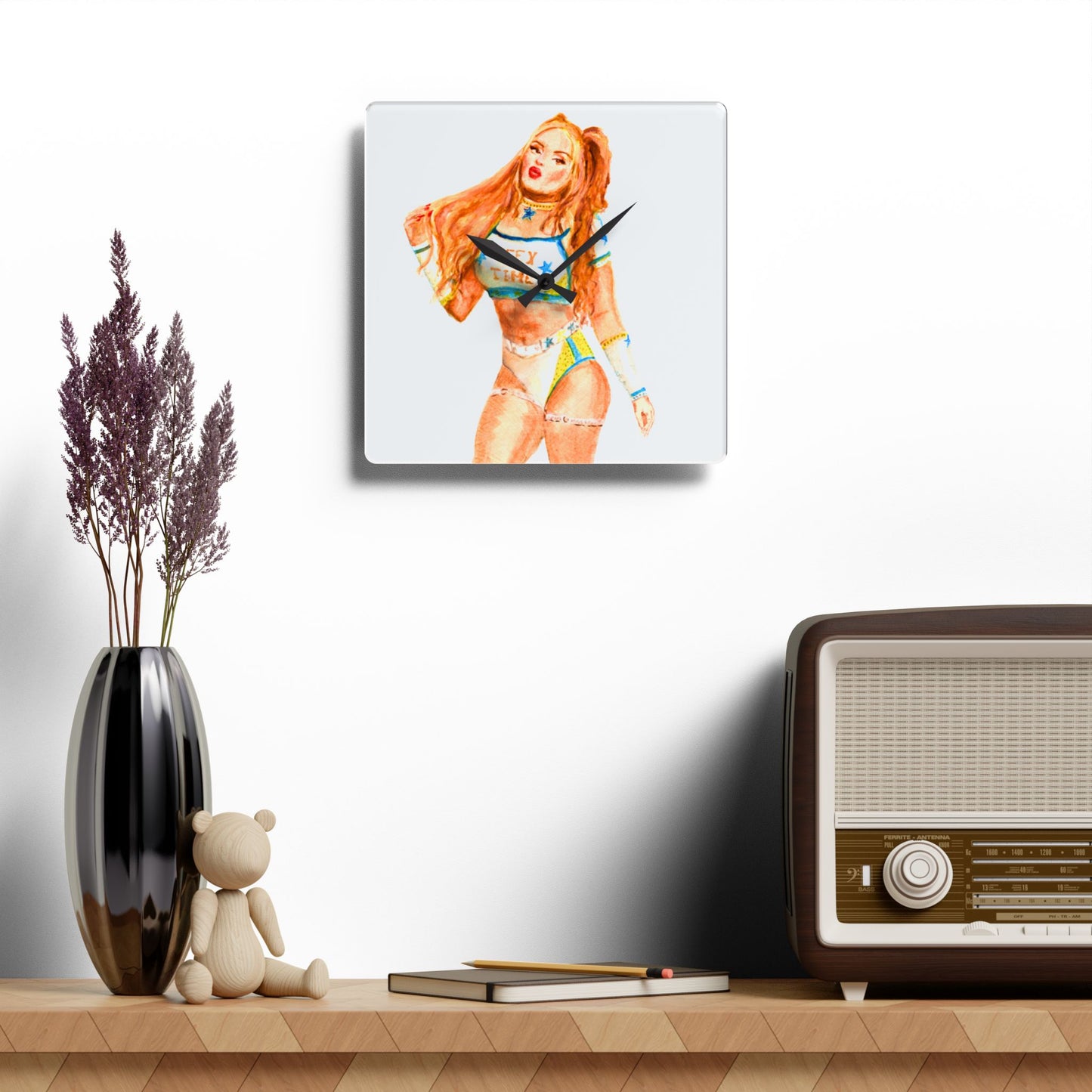 Acryl-Wanduhr im Wrestling-Fanart-Design | Moderne Wanddekoration mit Charakter
