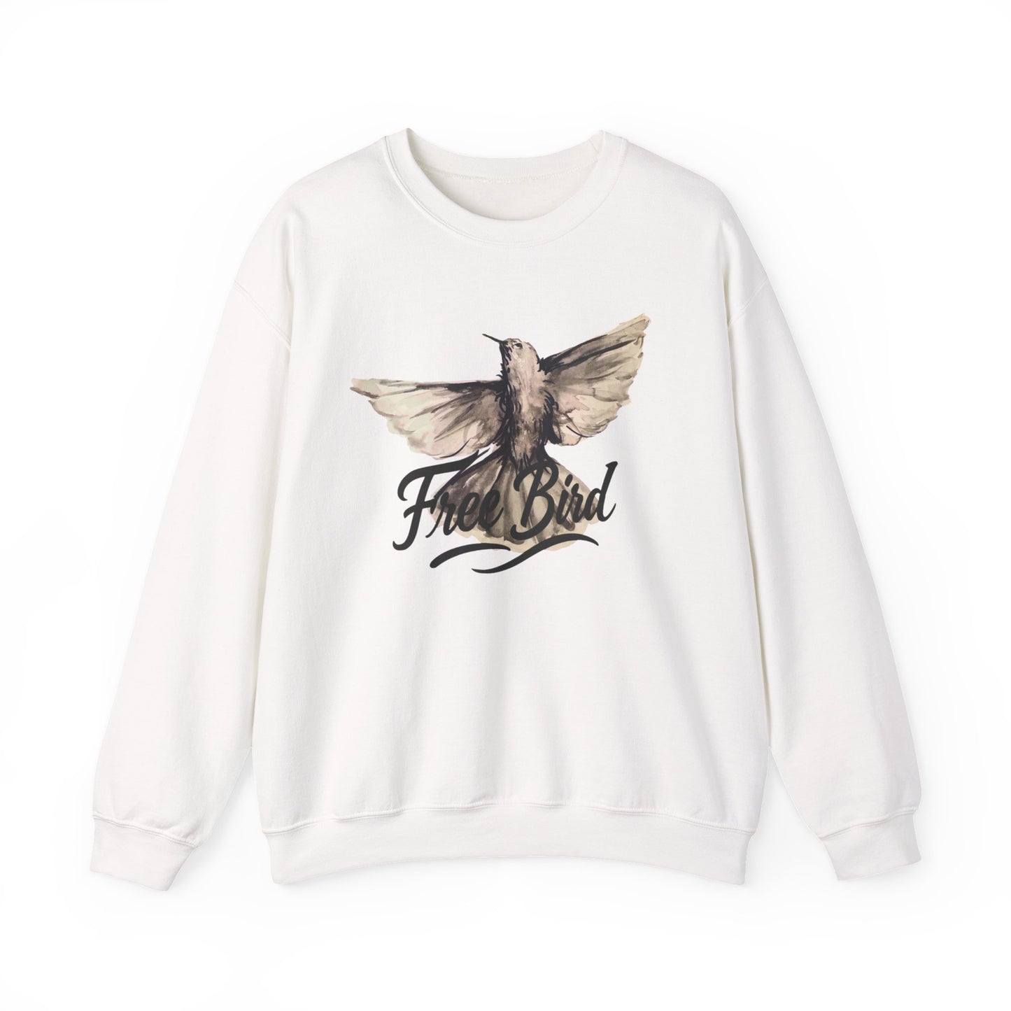 Unisex Crewneck Sweatshirt „Free Bird Sparrow“ – Künstlerisches Wasserfarben-Vogelmotiv