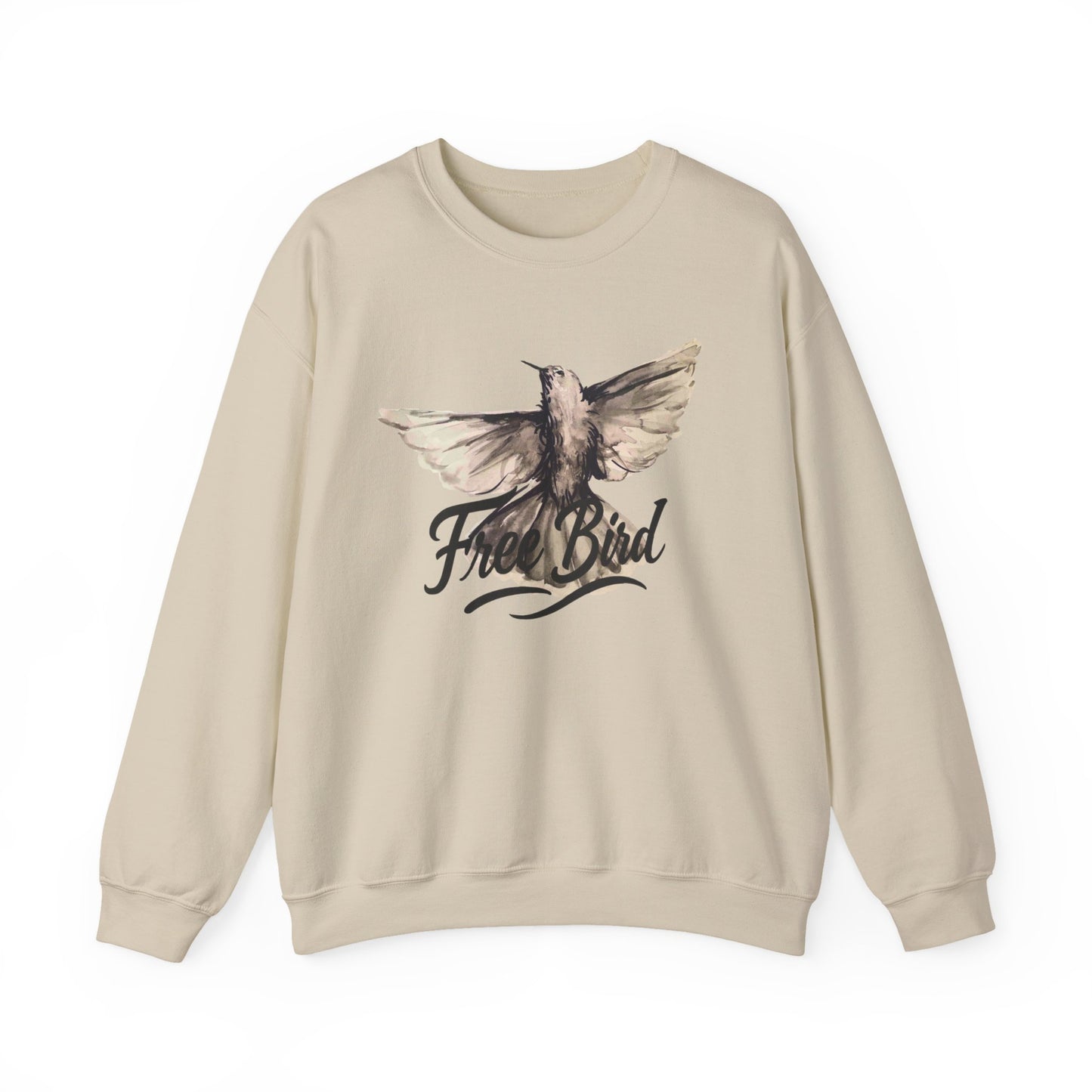 Unisex Crewneck Sweatshirt „Free Bird Sparrow“ – Künstlerisches Wasserfarben-Vogelmotiv