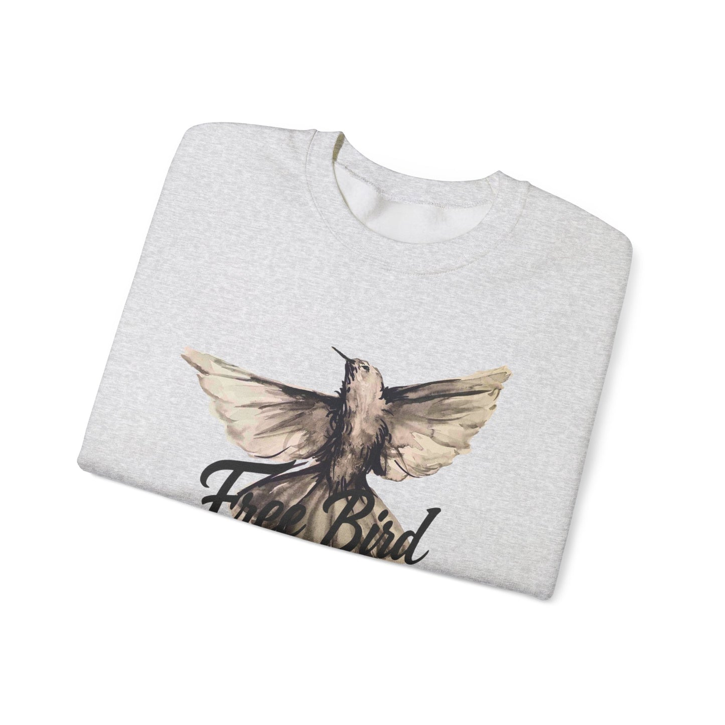 Unisex Crewneck Sweatshirt „Free Bird Sparrow“ – Künstlerisches Wasserfarben-Vogelmotiv