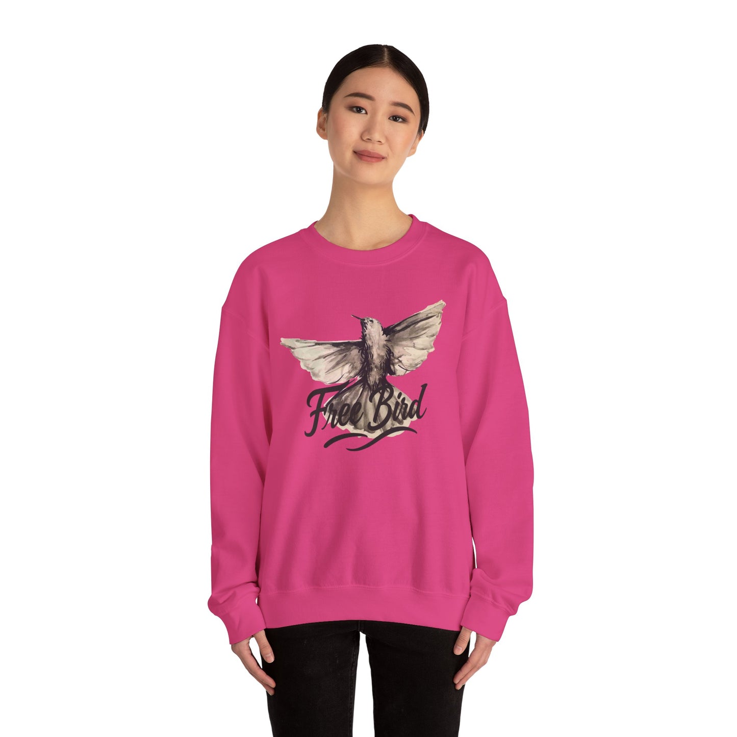 Unisex Crewneck Sweatshirt „Free Bird Sparrow“ – Künstlerisches Wasserfarben-Vogelmotiv