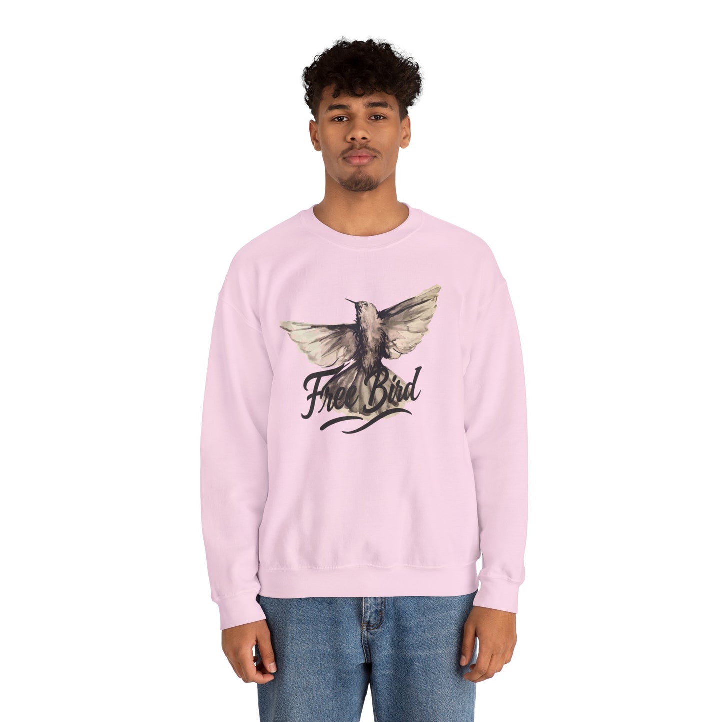 Unisex Crewneck Sweatshirt „Free Bird Sparrow“ – Künstlerisches Wasserfarben-Vogelmotiv