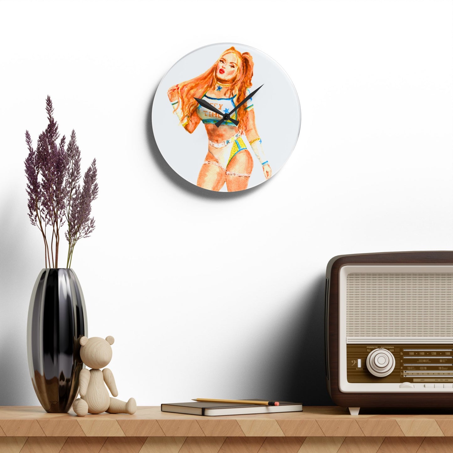 Acryl-Wanduhr im Wrestling-Fanart-Design | Moderne Wanddekoration mit Charakter