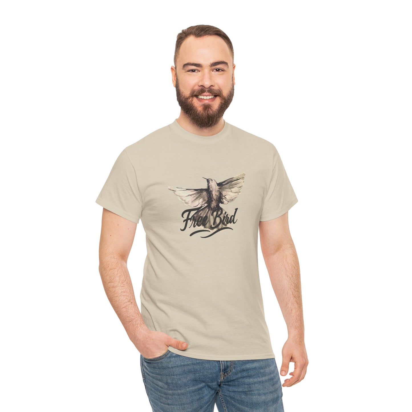 Unisex T-Shirt „Free Bird Sparrow“ – Künstlerisches Vogelmotiv in Wasserfarben