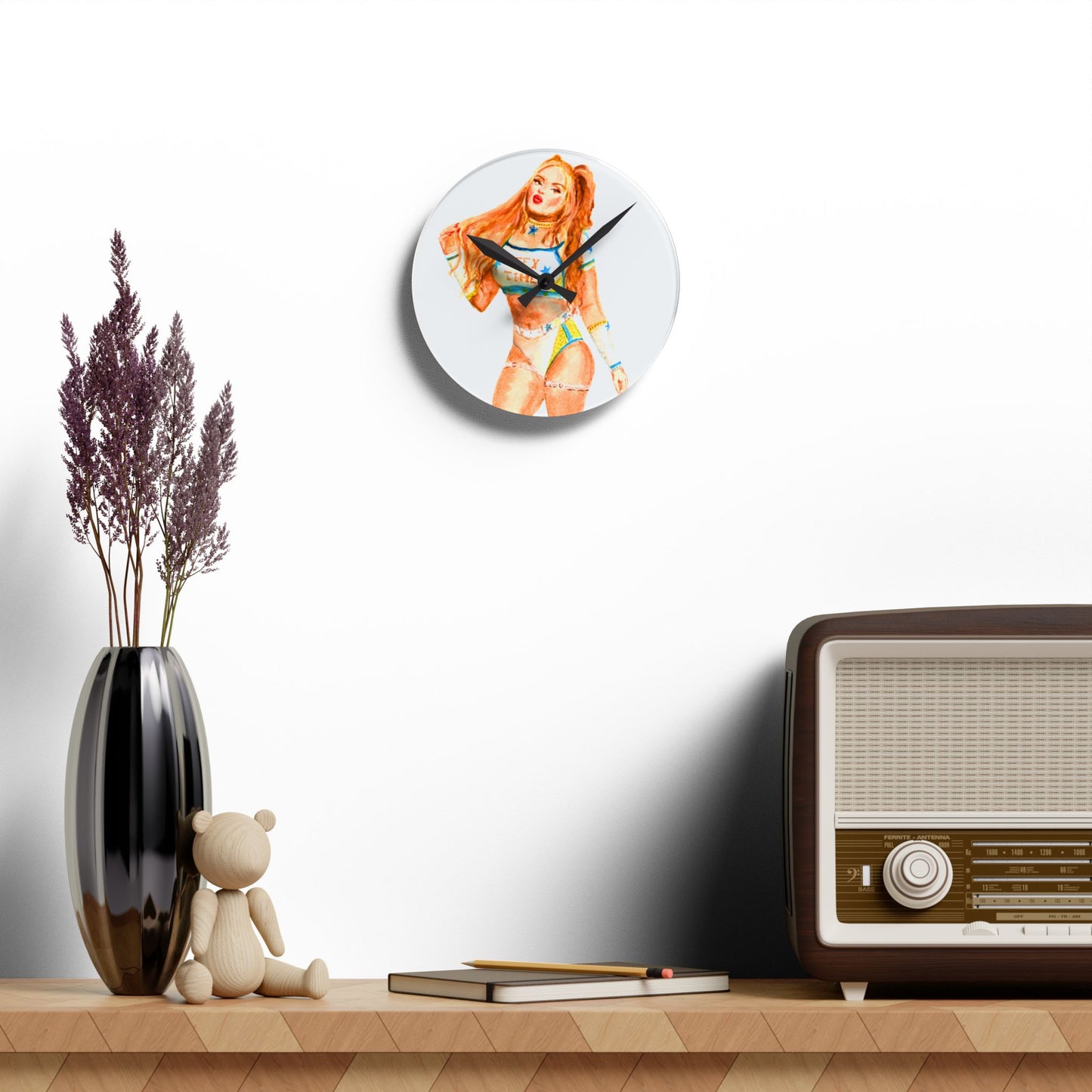 Acryl-Wanduhr im Wrestling-Fanart-Design | Moderne Wanddekoration mit Charakter