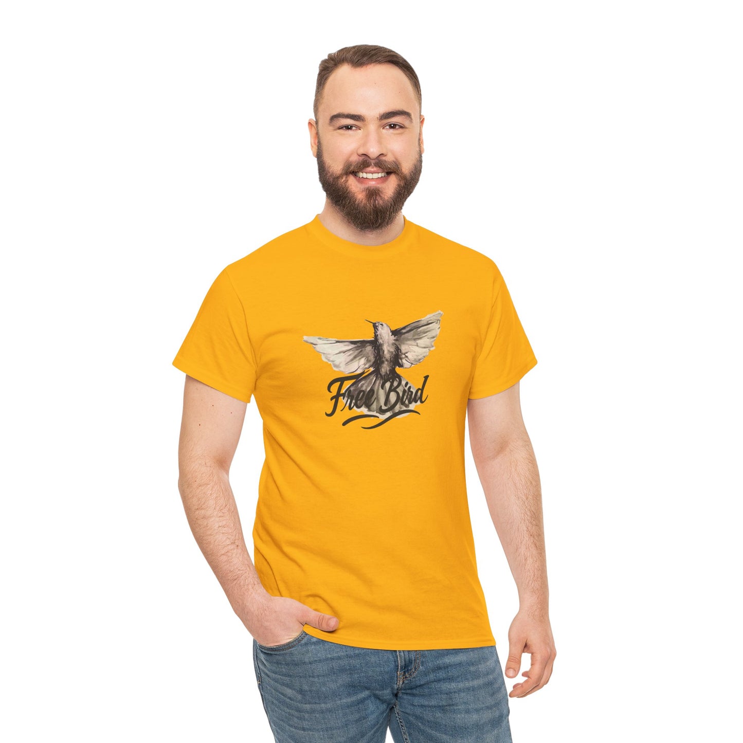Unisex T-Shirt „Free Bird Sparrow“ – Künstlerisches Vogelmotiv in Wasserfarben